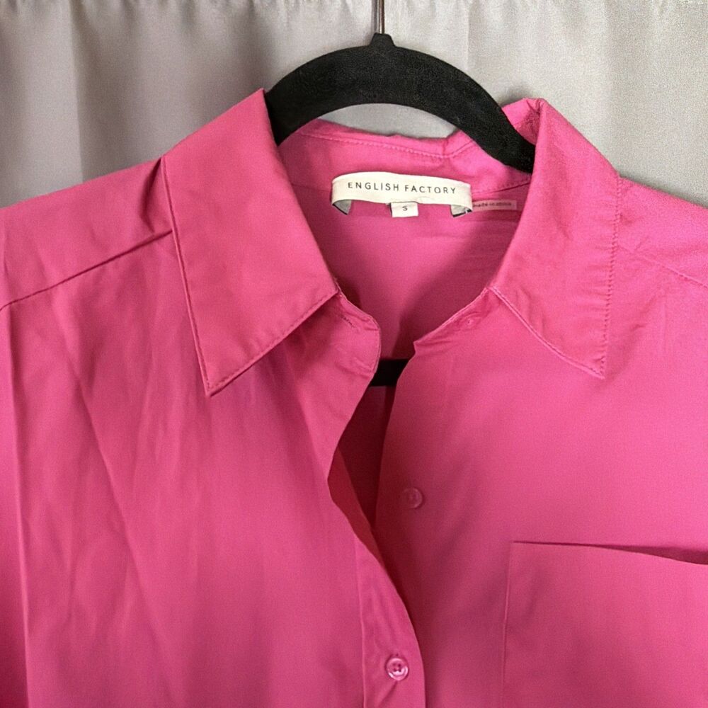 English Factory Hot Pink Cotton Button Down Mini Shirt Dress Size Small S - Picture 10 of 12